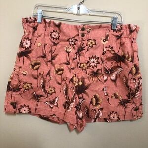 Anthropologie Jesse printed utility shorts butterfly floral high waisted